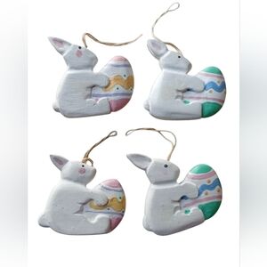 Easter Bunny Ornaments with Colorful Eggs Set Of Four